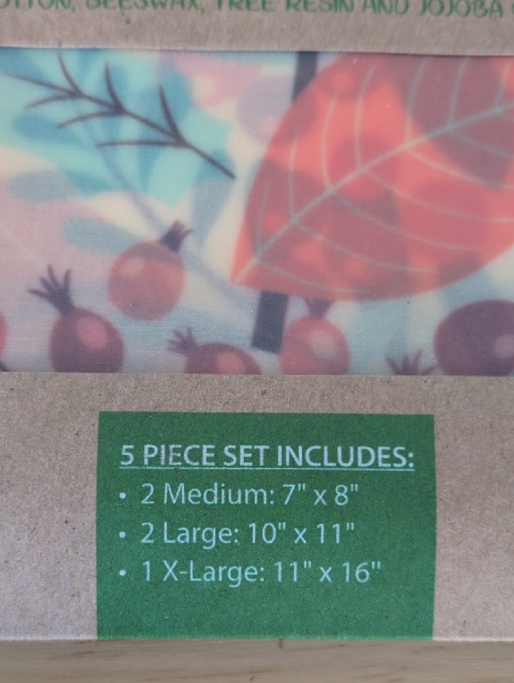 Ecolution Reusable Beeswax Wraps 5 pc Set - Picture 3 of 5